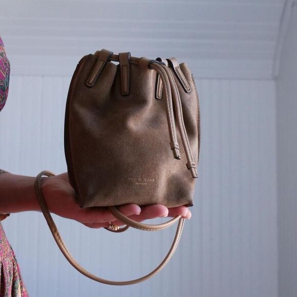 Rag & Bone Dayton suede drawstring mini bucket cross body bag - Picture 1 of 8
